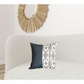 Homeroots Bisected Eclectic Patterns & Spruce Blue Faux Leather Lumbar Pillow Cover 386782